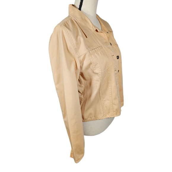 Christopher & Banks Button Up Long Sleeve Jean Jacket, Light Yellow, Small - Picture 4 of 15